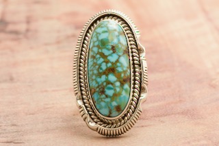 Artie Yellowhorse Genuine Kingman Web Turquoise Sterling Silver Ring